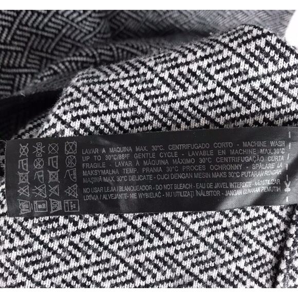 Zara Knit Dress Bodycon Scoop Back Cap Sleeve Black White Herringbone Size Small - Picture 8 of 8